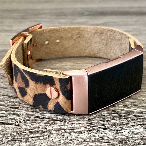 Fitbit Charge 3 Tracker Leopard Print Leather Band - Picture 1 of 7